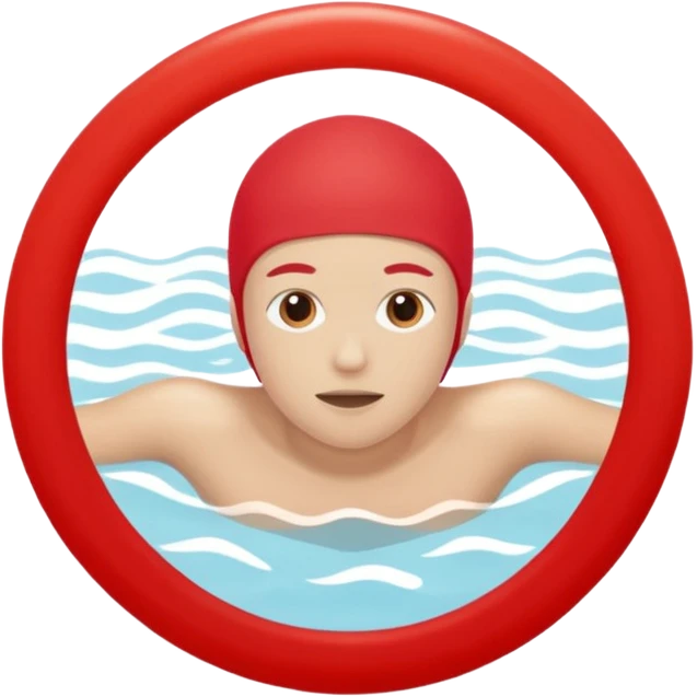 кружок красный в нем человек занимается плаваньем emoji