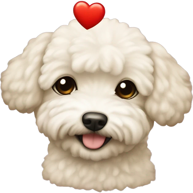 Beige bichon havanais with hearts emoji
