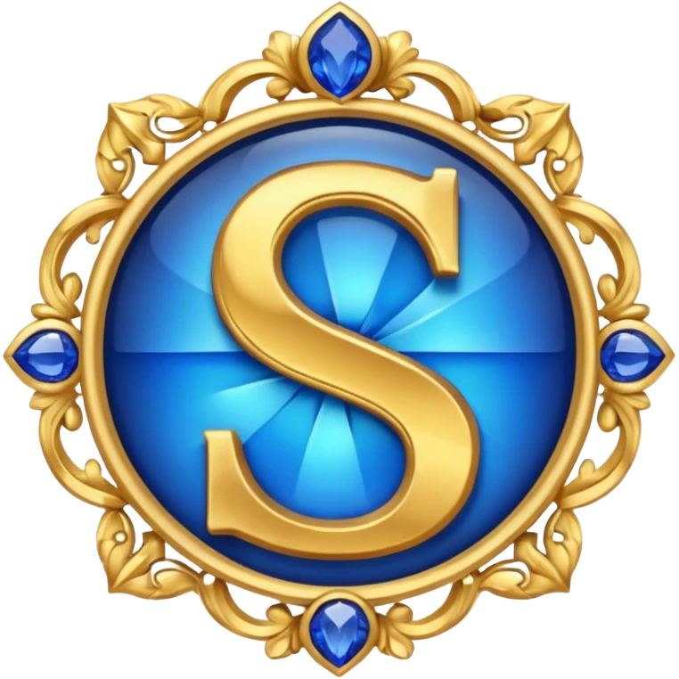 Create a custom emoji badge featuring a stylized letter “S”. Style it after the Challenger rank from League of Legends. Use gold & sapphire blue colors, radiant glow effects, and a majestic, high-prestige frame.
 emoji