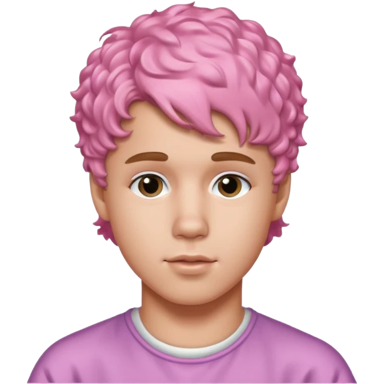 justin bieber with pink short curly hair emoji