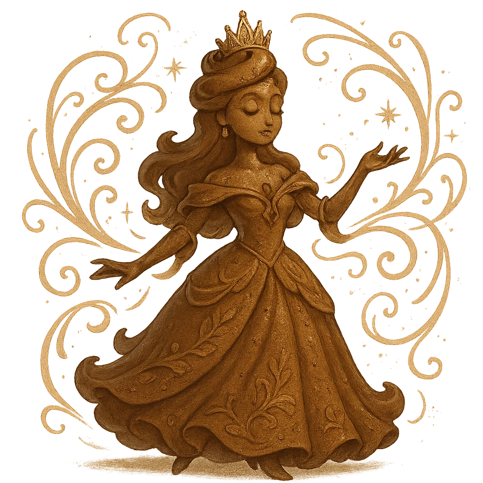 poop princess, fantasy style, elegant, surrounded by magical swirls emoji