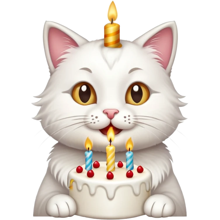 Happy cat blowing birthday candles emoji
