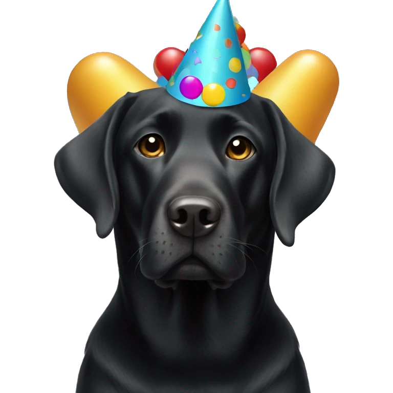 Black labrador with partyhat emoji