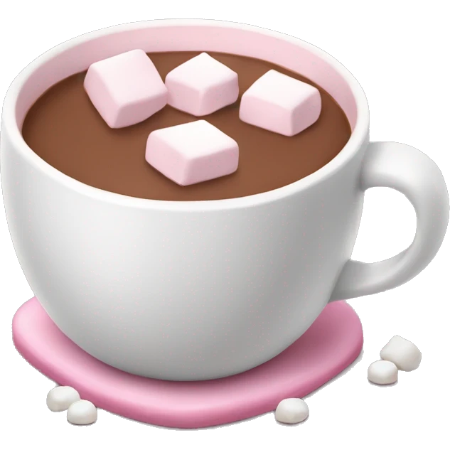 Light Pink mug of hot chocolate with marshmallows  emoji