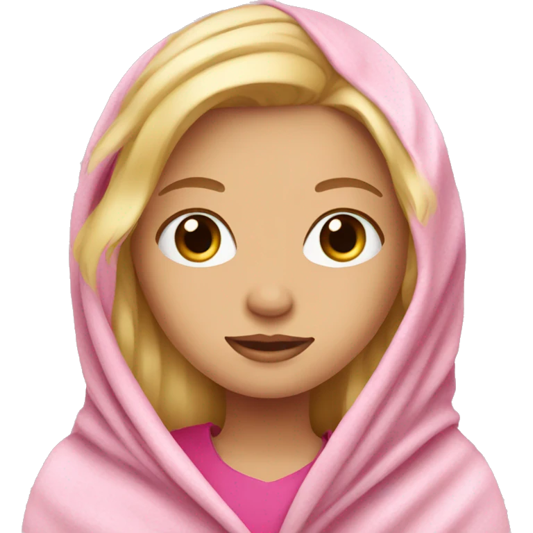 Blonde hair girl in pink blanket  emoji