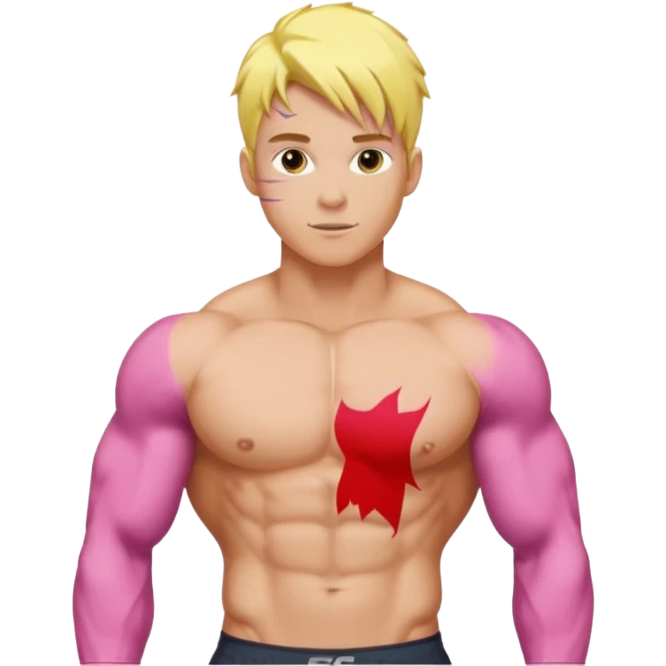 Blonde Male pink hair abs 6pack core yellow skin curves emoji