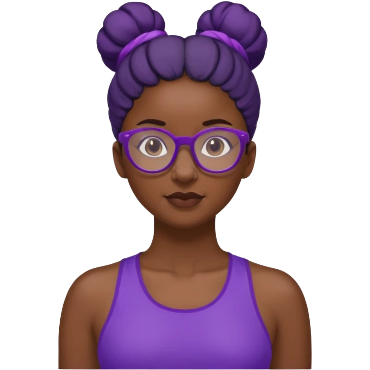 Female Athlete with Glasses – Dark-skinned woman, bun hairstyle, purple sports top.


 emoji