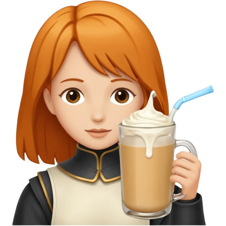 Un biberon avec du lait chaud et Jeanne d’arc en colère qui flotte dans le biberon  emoji
