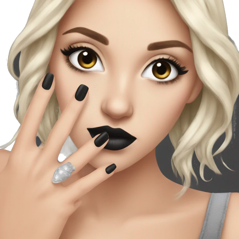 White girl with black nails 💅🏻 emoji