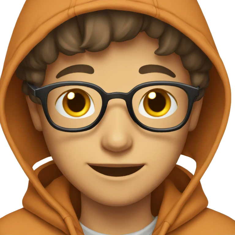 smiling boy in hoodie with glasses emoji