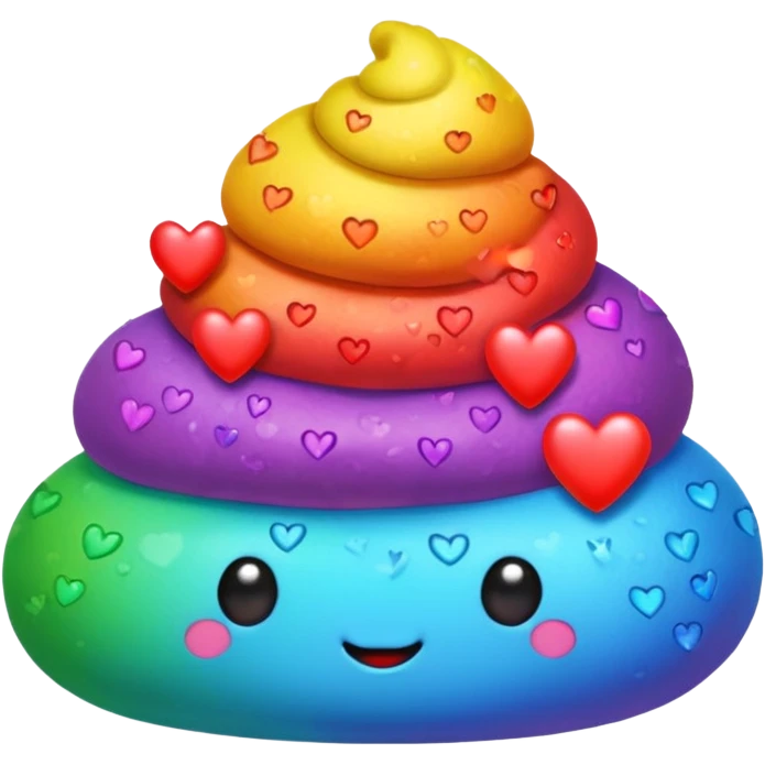 A rainbow poo with hearths  emoji
