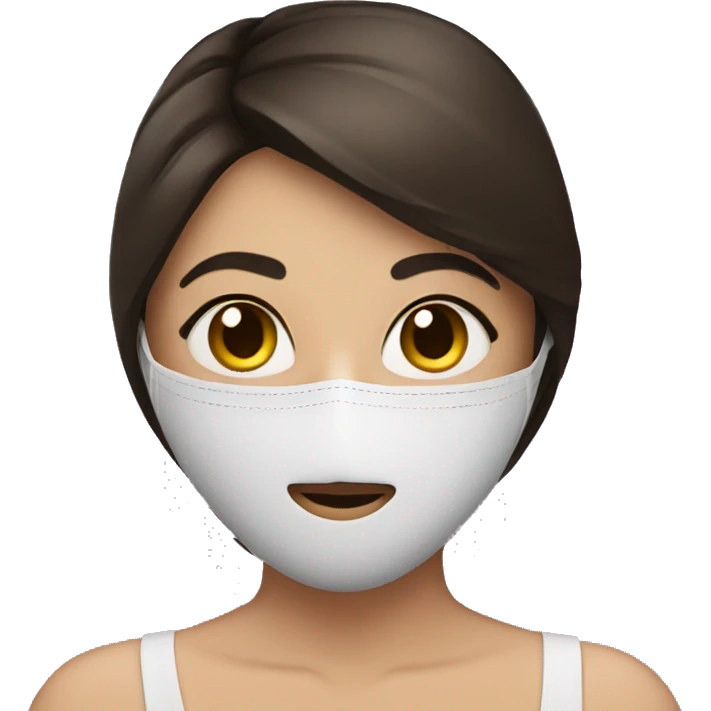 pretty brunette girl with mask on her face emoji
