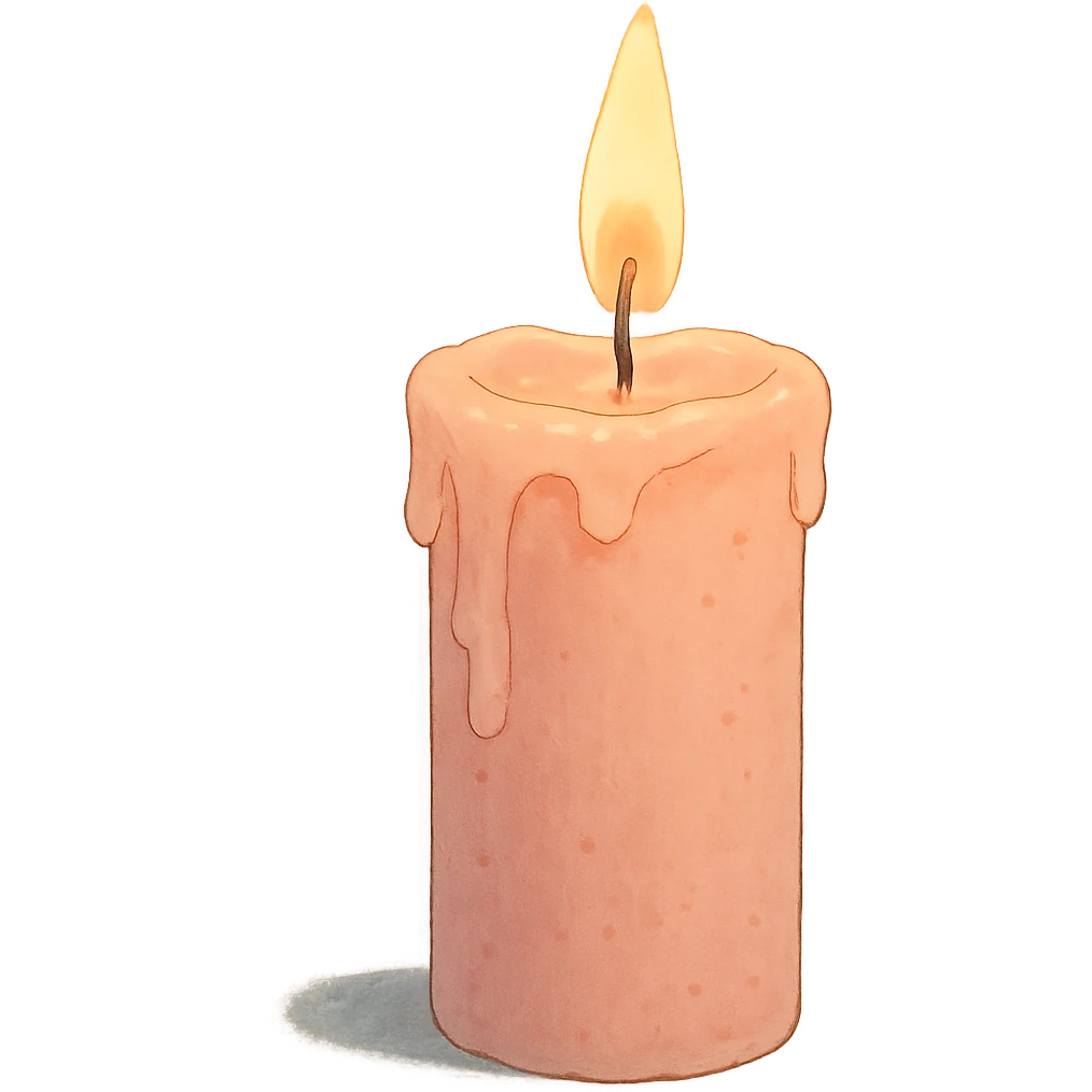 pink pastel candle with soft aesthetic and gentle lighting in ghibli style emoji
