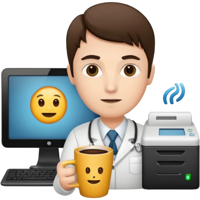 system administrator with a server and a coffee cup emoji emoji