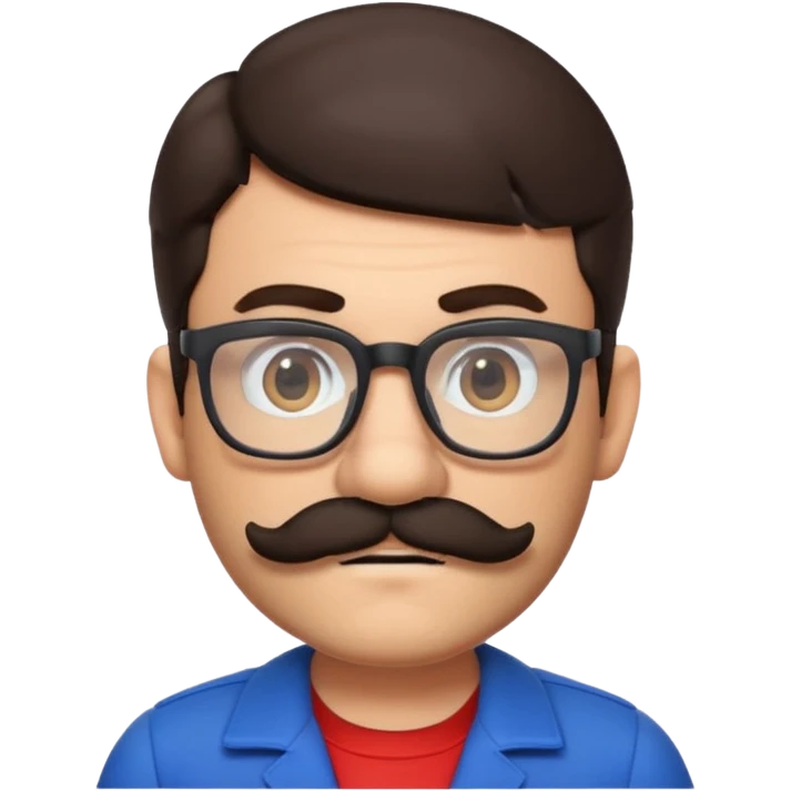 person with glasses and short dark hair, mustache and beard, dressed as Mario from Super Mario emoji