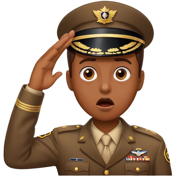 shocked face who salutes emoji