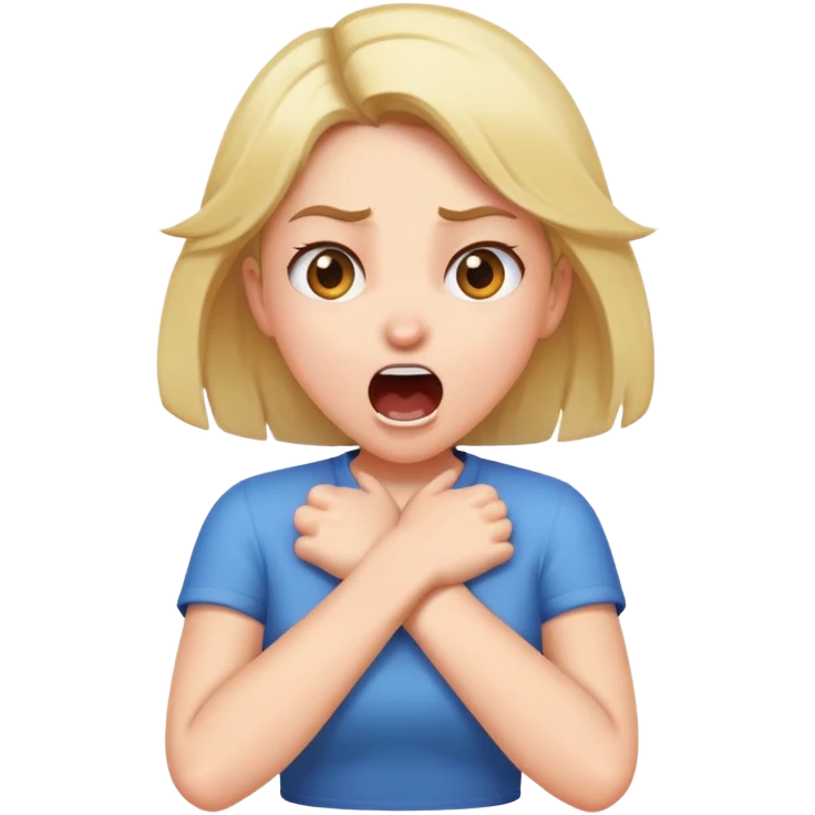 girl with arms crossed over her chest yelling emoji