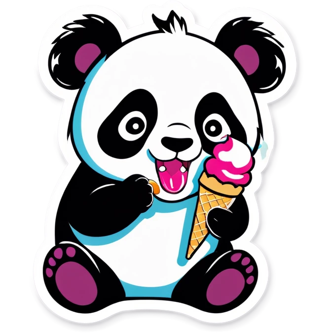 Panda eating ice cream emoji