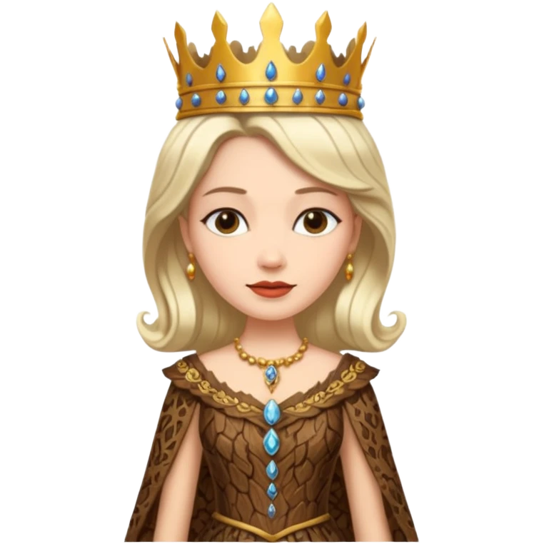 Queen wearing a bark-patterned dress emoji