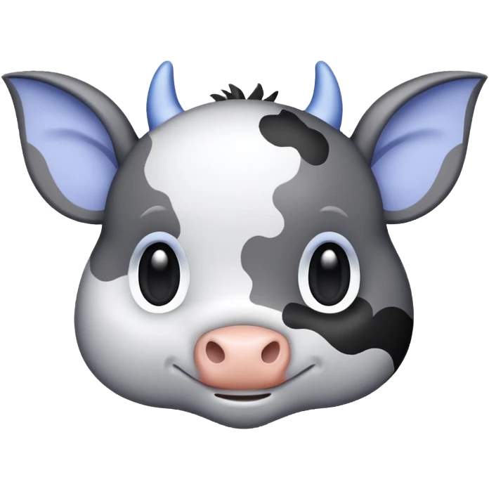 bat with cow spots using dark grey, light grey, white, and periwinkle, high visibility, simple and bold for chat apps emoji