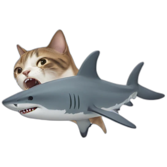 Cat beating a shark emoji