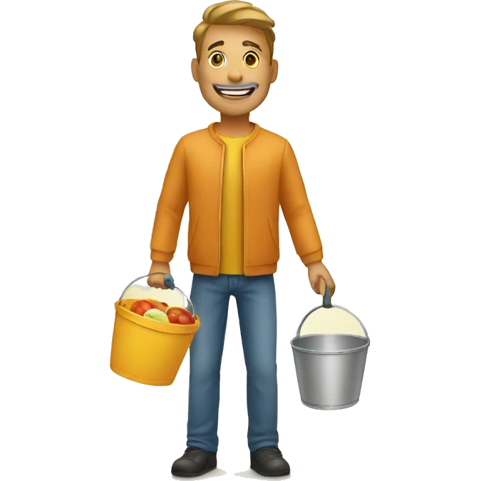 man with supermarket bucket emoji