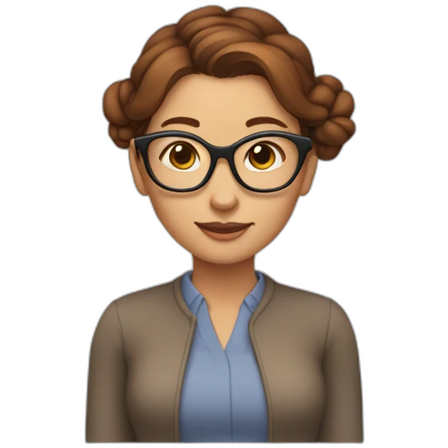 woman with red cheeks, brown hair bun and eyeglasses, and crab hands. emoji