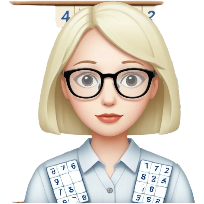Nerdface with glasses, in front of a Sudoku puzzle emoji