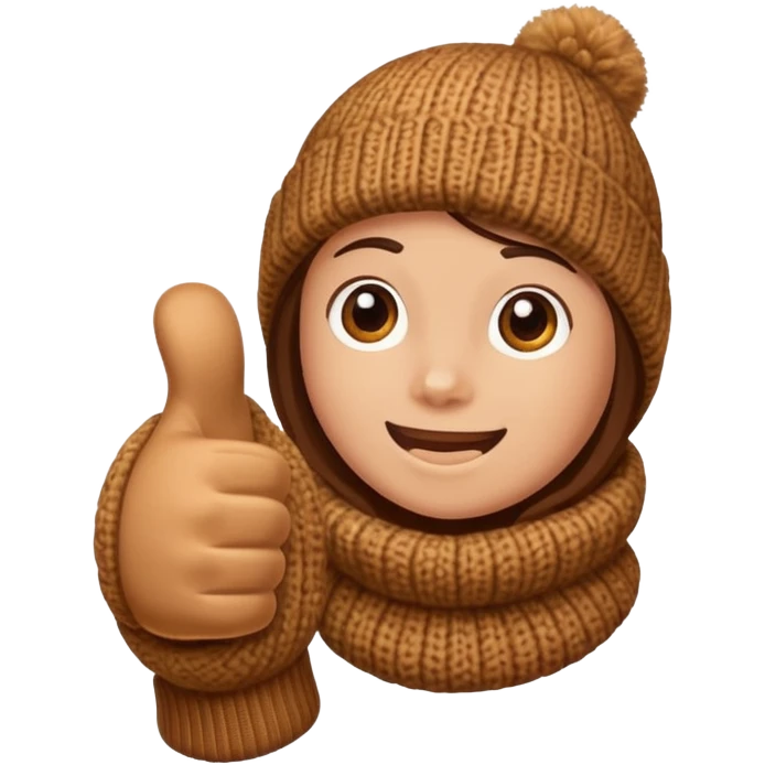 thumbs up in brown knit mitten emoji