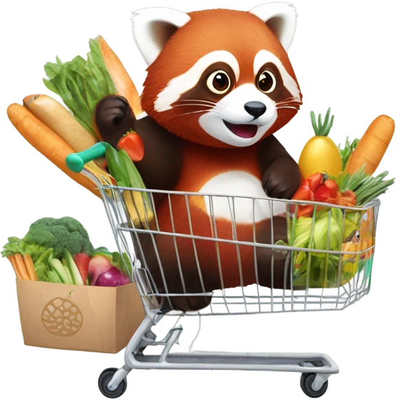 A red panda fixing groceries  emoji