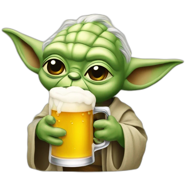 Yoda dring a beer emoji