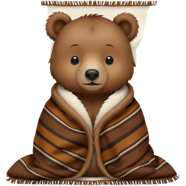 Baby grizzly bear cub cozy in a Pendleton blanket  emoji