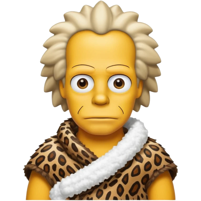 a simpson wearing ancient animal skin cloth with snow, half body, icon emoji