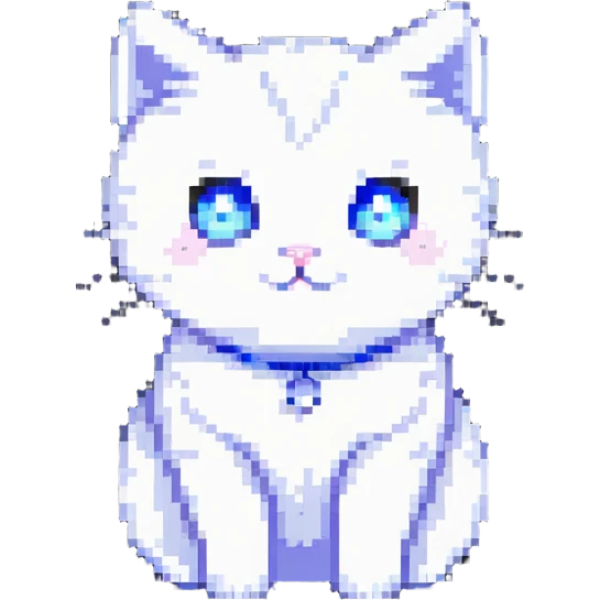A cute cat with short white fur and blue eyes emoji