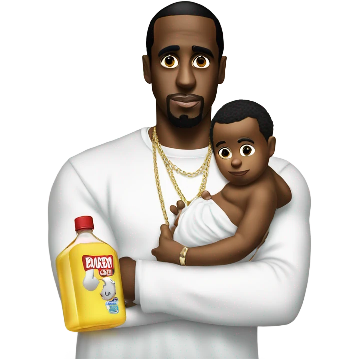 P diddy with baby oil wearing white emoji