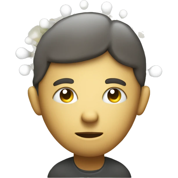 Create an emoji of a person deep in thought, with a pondering expression, as if working on an idea. Small light bulbs float around the head, symbolizing brainstorming and the emergence of creative thoughts. emoji