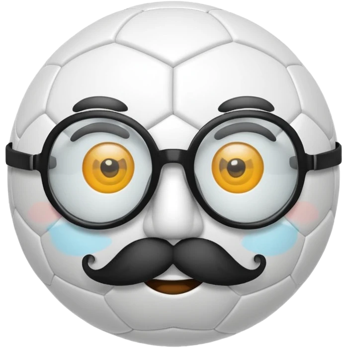 soccer ball wearing joke glasses and nose and mustache emoji