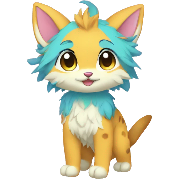 Kawaii colorful anthro fursona Fakemon emoji