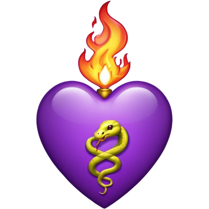 Purple Heart on fire with snake insignia on the Purple Heart.  emoji