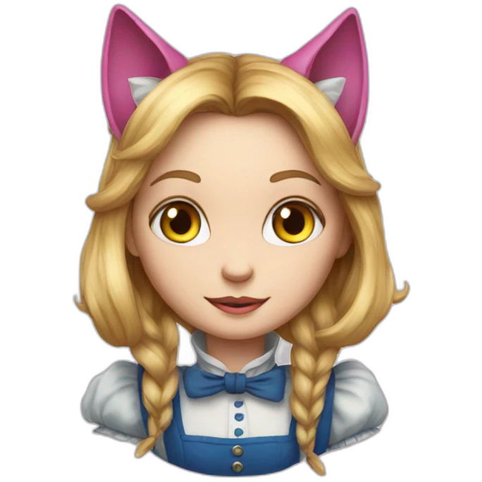 alice in wonderland with a cat head emoji