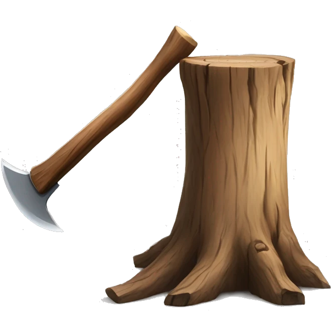 Tree stump with an axe cleaved in  it  emoji