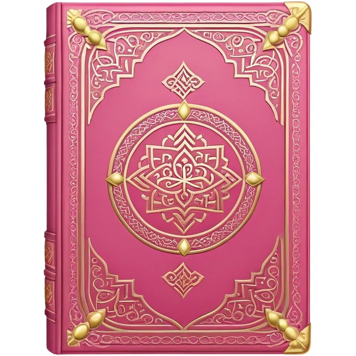 Pink Quran, Muslim holy book with decorative gold embellishments emoji