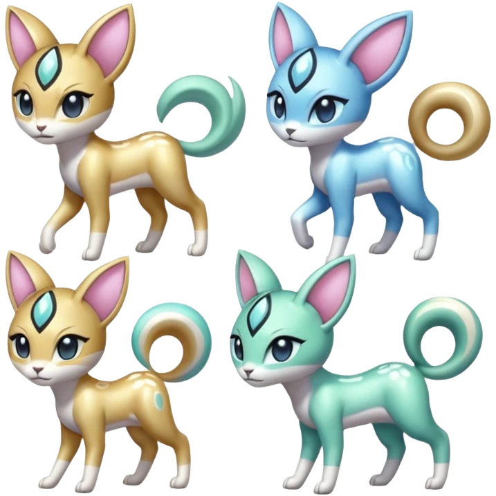 Pastel Shiny Soft Smooth Meloetta-Meicoomon-Gatomon-Liepard-Pokémon-Digimon-Fakémon-fusion-hybrid-creature emoji