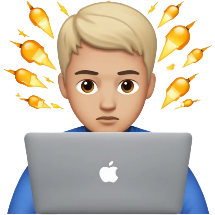 a man behind mackbook emoji