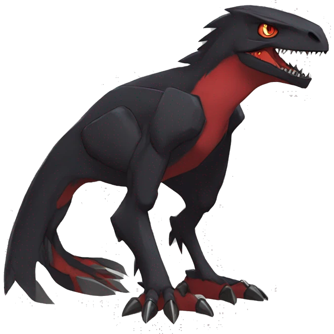  Cool Edgy Black Red Digimon-Fakemon-Raptor-Reptile full body emoji