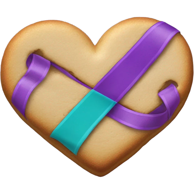 Cookie heart with purple teal awareness ribbon loop emoji
