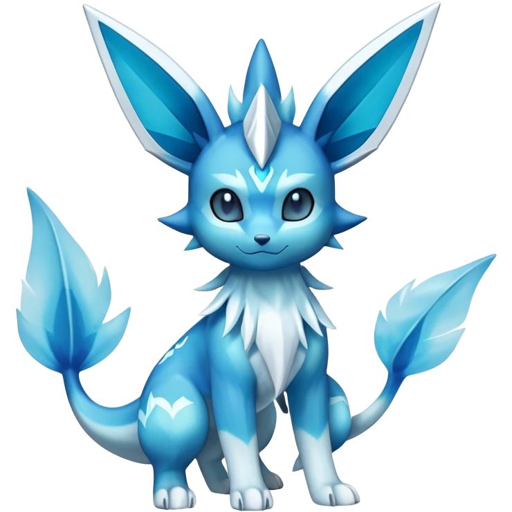 Shiny Cool Glaceon-Vaporeon-Fakemon-hybrid-fusion- full body emoji