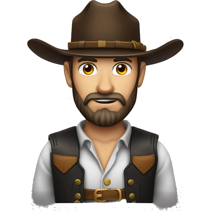 Cow boy chasseur de prime vêtu de noir avec barbe  emoji
