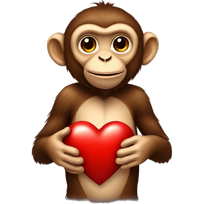 A monkey holding a heart  emoji