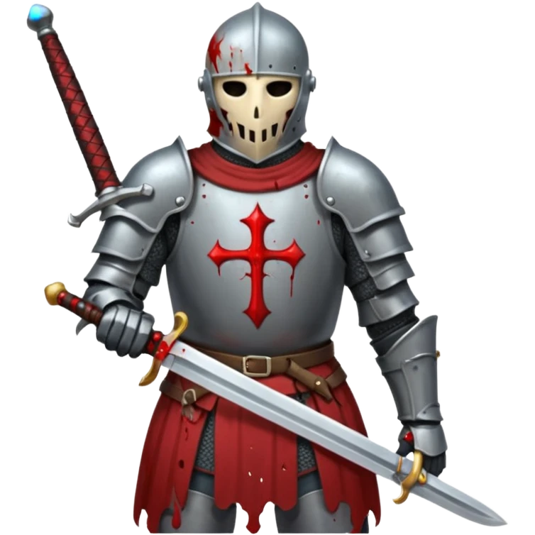 Headless Knight with Sword close up with horror look emoji